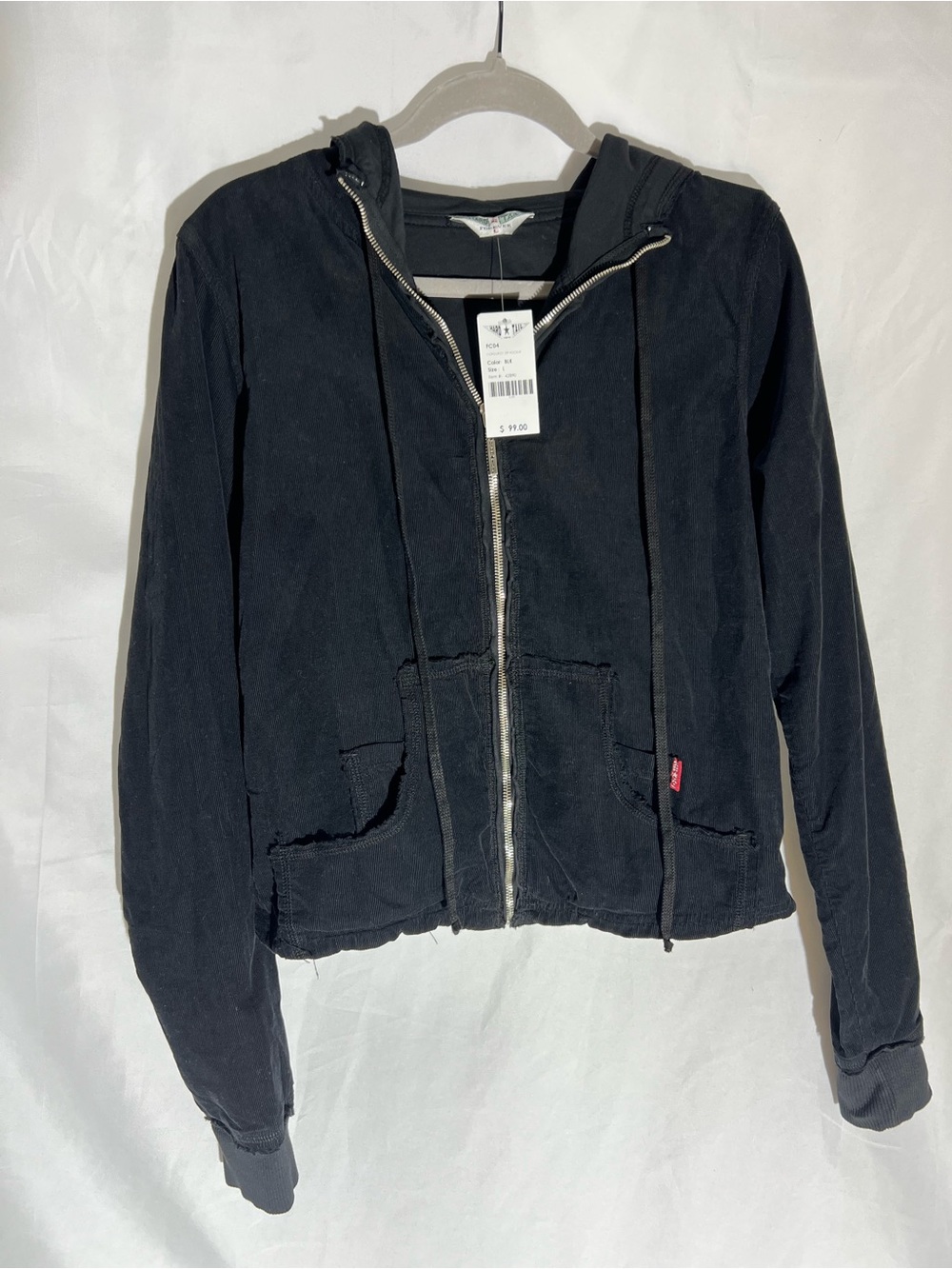 NWT Womens HARD TAIL Black* Corduroy Full Zip 100% Cotton Jacket
